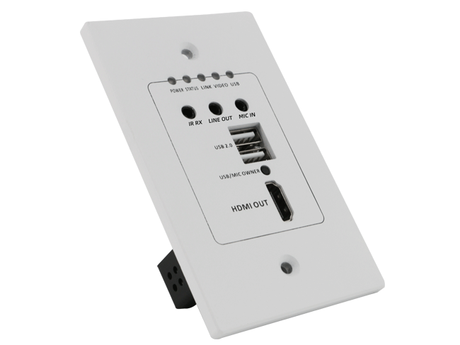 4K HDMI+USB2.0 Wallplate Receiver with POC and audio